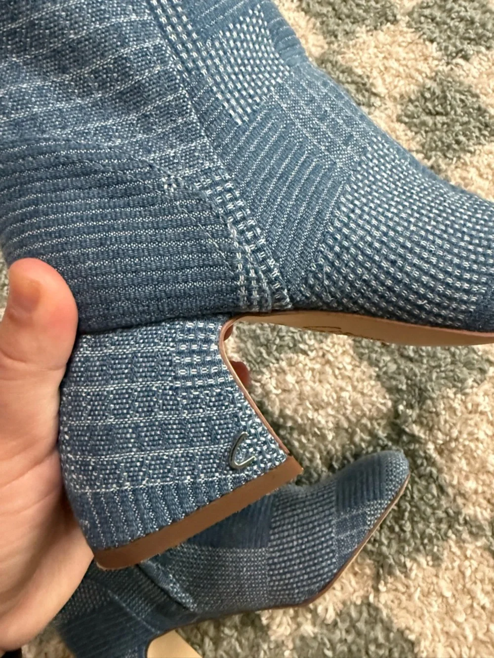 CIRCUS NY by Sam Edelman Ozzie Patchwork Denim Heeled Booties Boho Hippie Size 6